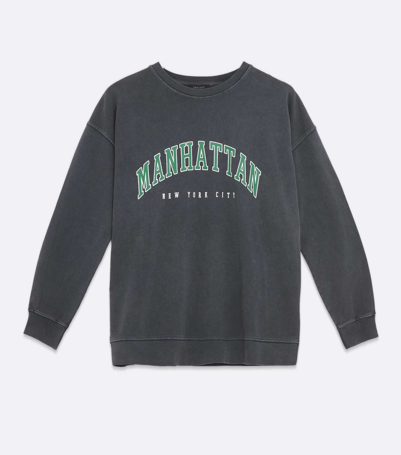 Tall Grey Acid Wash Manhattan Logo Sweatshirt Image 5