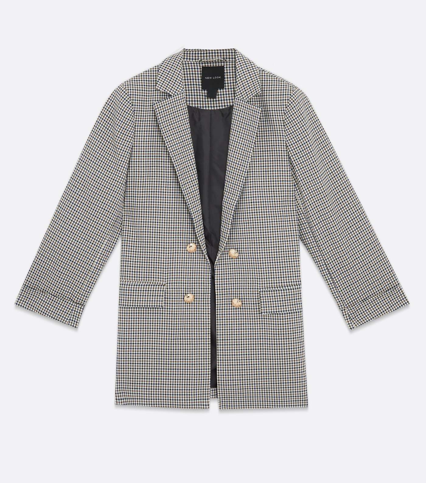 Brown Check Double Breasted Blazer Image 5