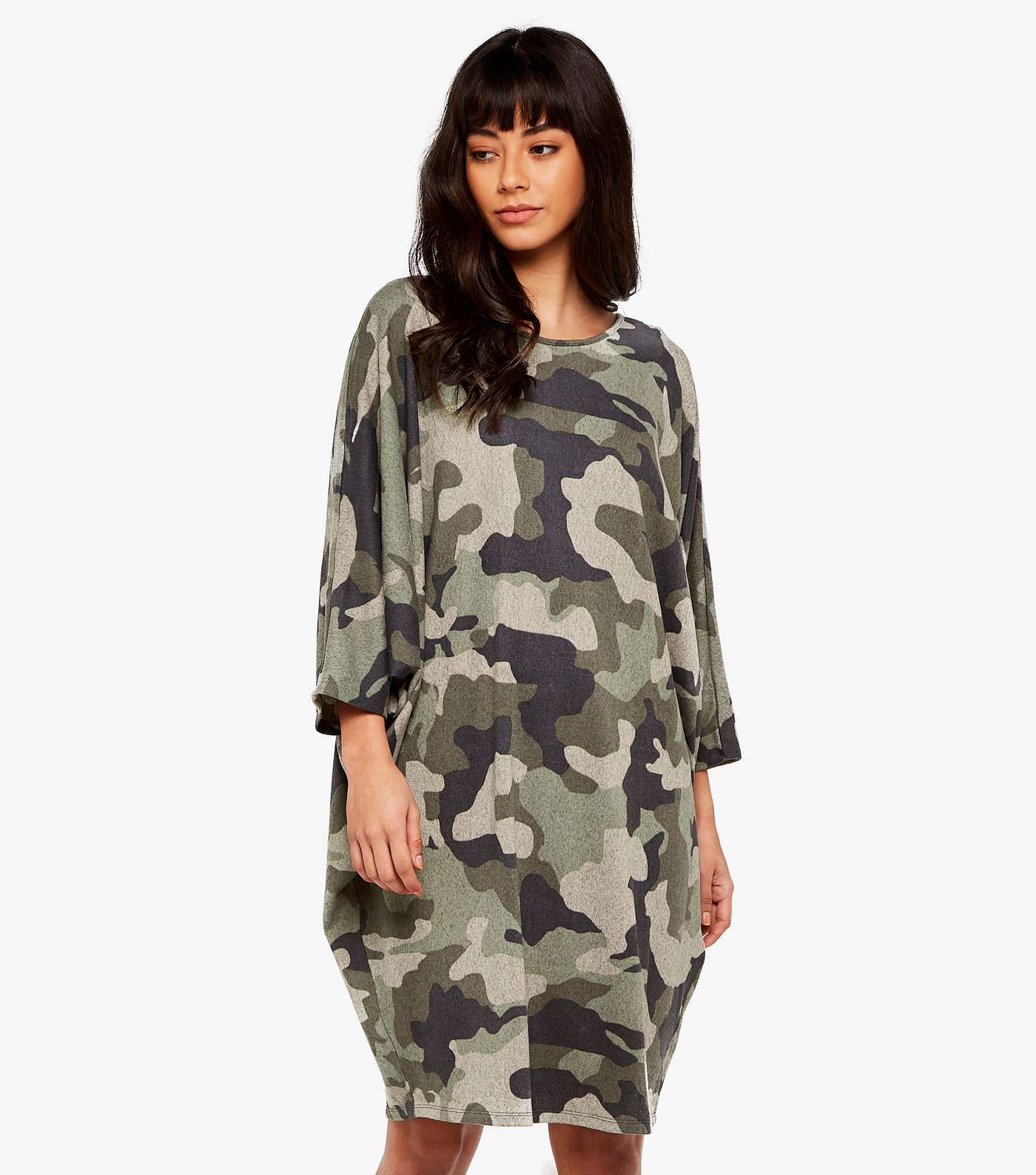 Apricot Green Camo Cocoon Dress