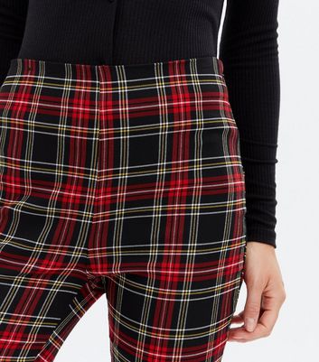 red stretch trousers