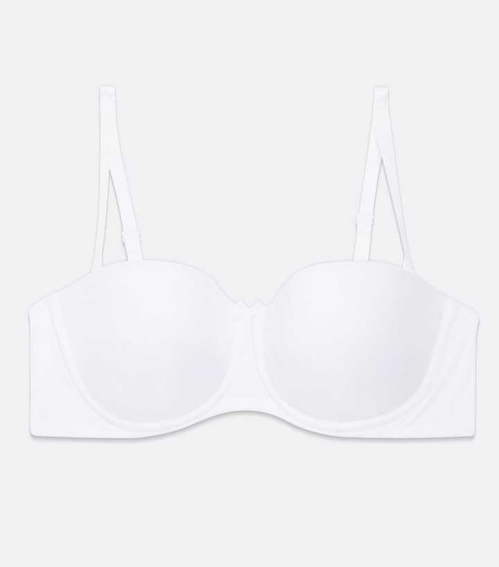LORMAR Double Gloss Maxi Push-Up Bra with Transparent Back Invisible  Multiway Wedding Bra, White : : Fashion