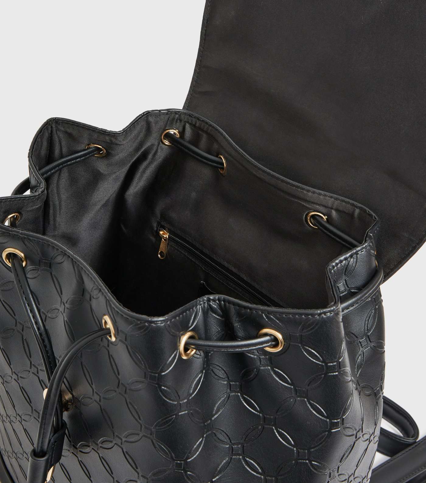 Black Embossed Drawstring Backpack Image 4
