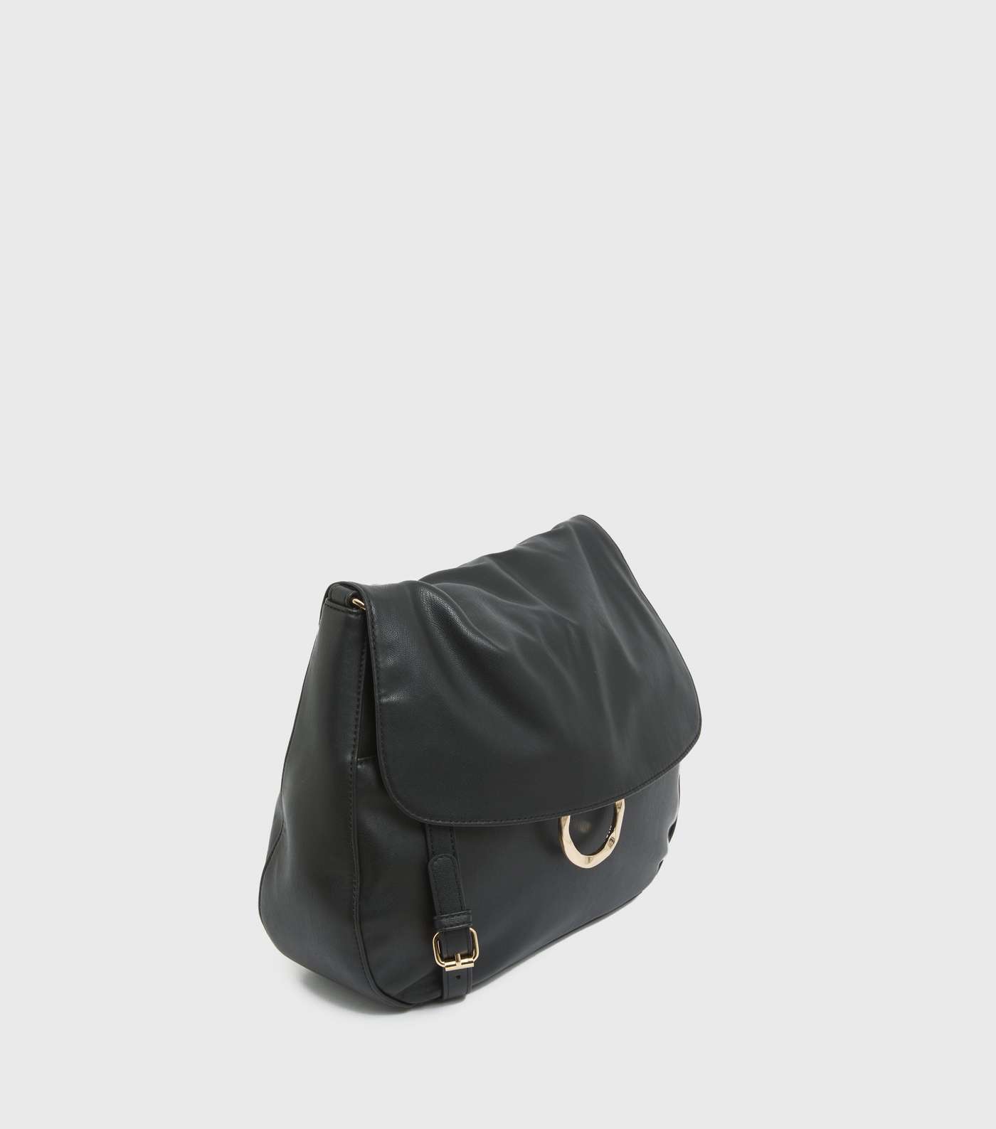 Black Leather-Look Ring Shoulder Bag Image 3