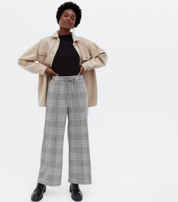 Check Pattern Wide Leg Trousers  Cider