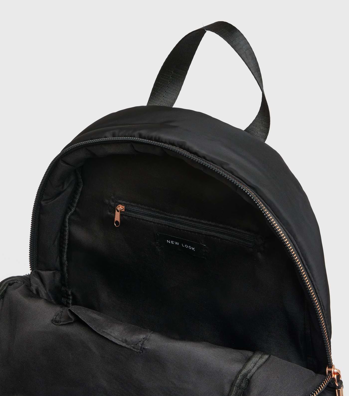 Black Quilted Zip Pocket Backpack Image 4