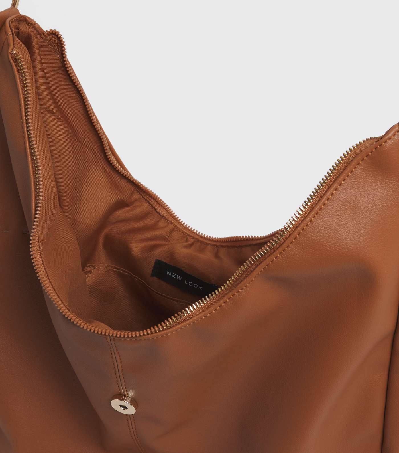 Tan Leather-Look Ring Front Slouch Tote Bag Image 4