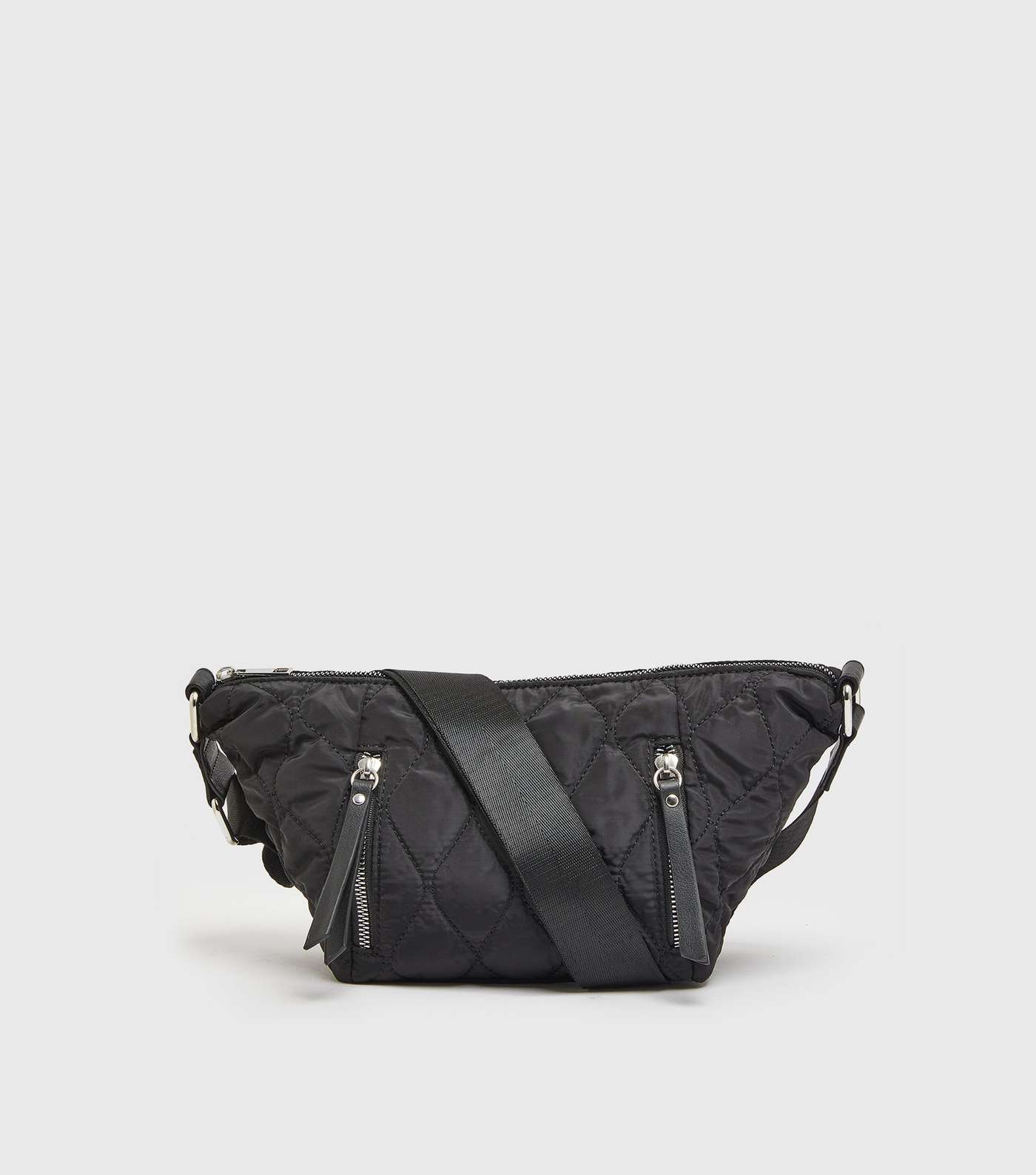 Black Quilted Zip Cross Body Bag