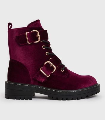 red velour boots