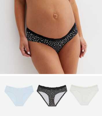 Maternity 3 Pack Pale Blue Cream and Black Animal Print Briefs