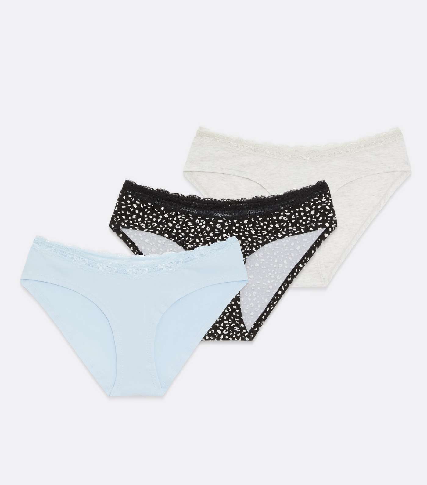 Maternity 3 Pack Pale Blue Cream and Black Animal Print Briefs Image 5