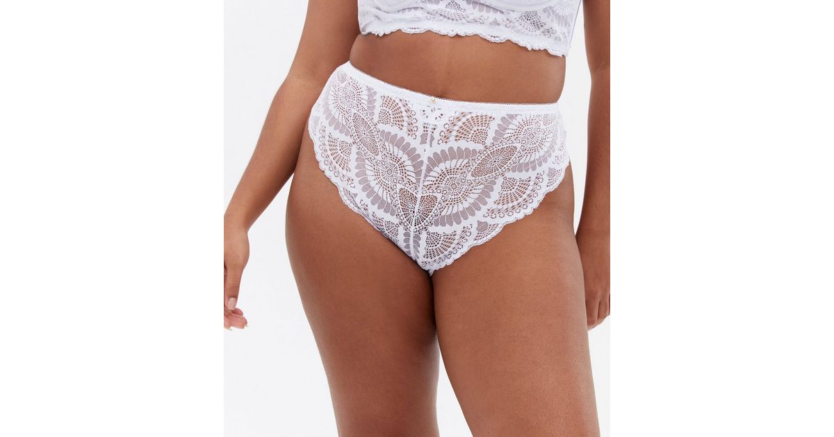 White Scallop Lace Thong