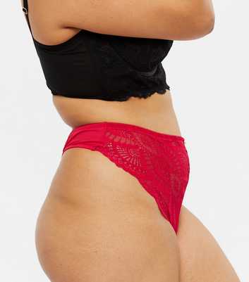 Curves Red Scallop Lace Thong