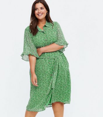 next green ditsy dress