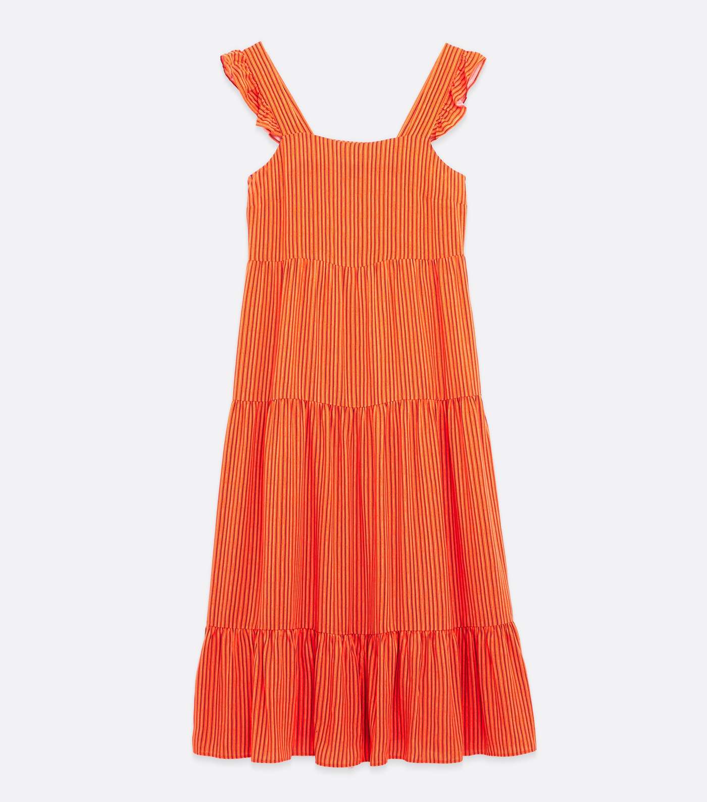 Orange Stripe Square Neck Midi Smock Dress Image 5