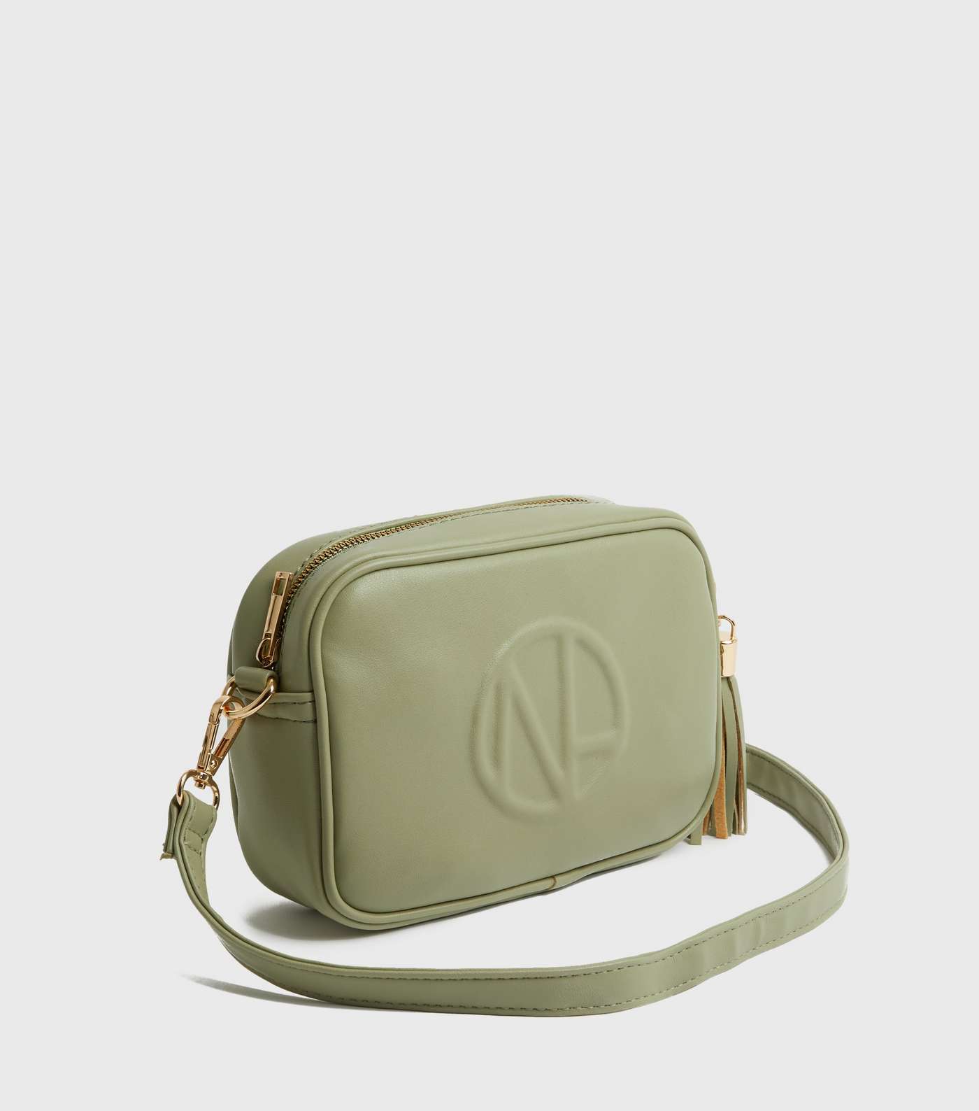 Olive Leather-Look Embossed Cross Body Bag Image 3