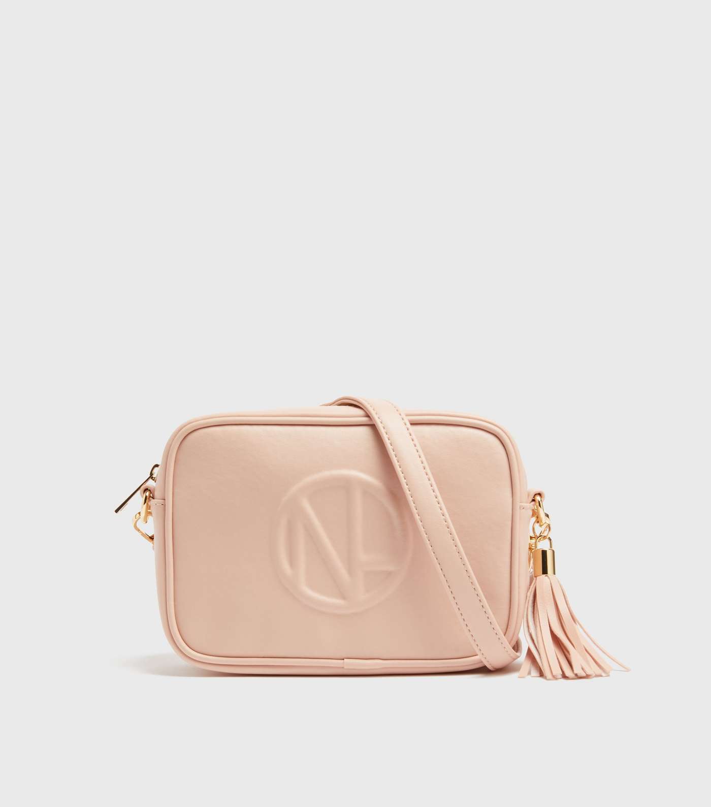 Pale Pink Leather-Look Embossed Cross Body Bag