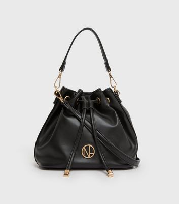 Black Leather-Look Logo Duffle Bag | New Look