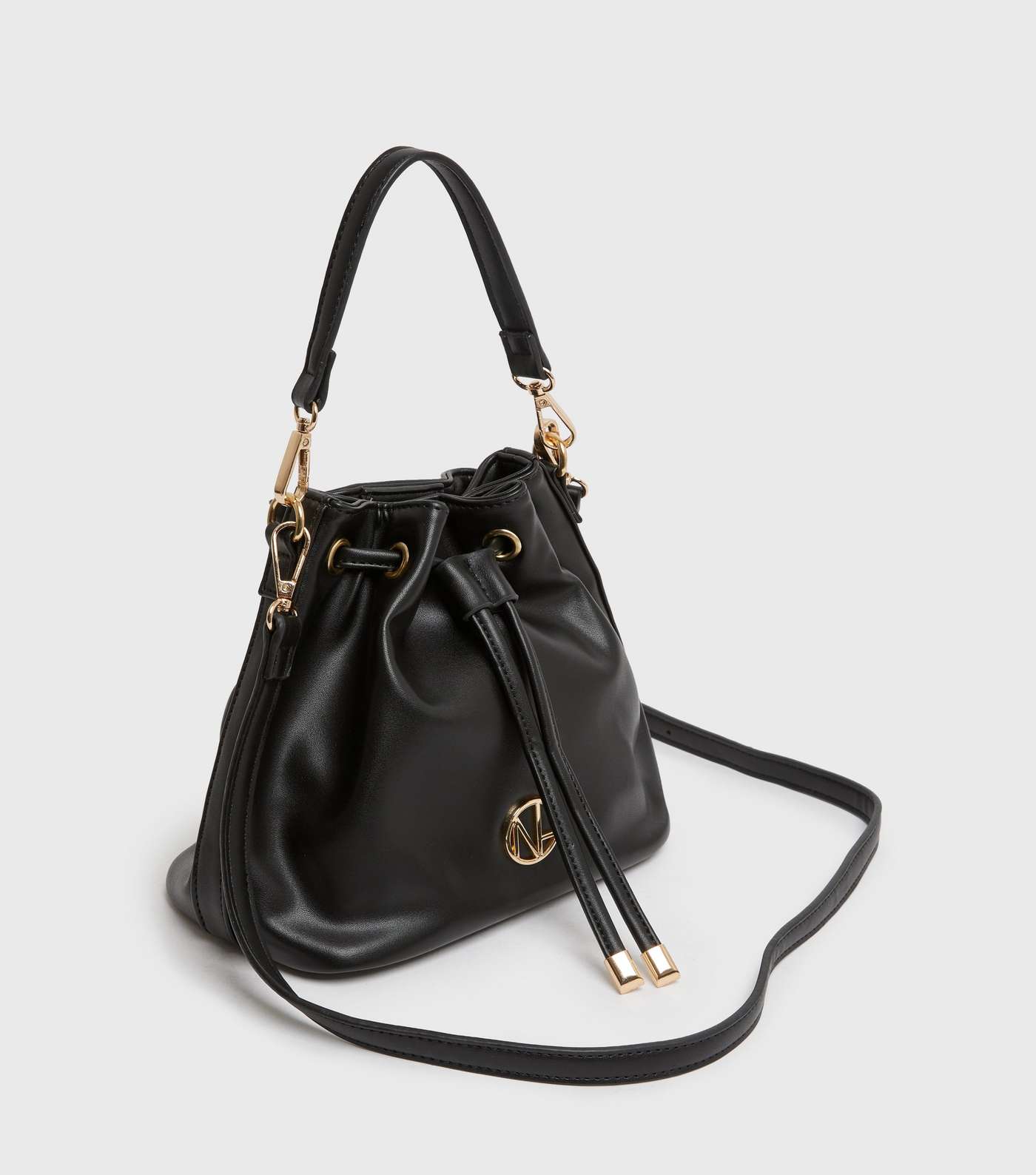 Black Leather-Look Logo Duffle Bag Image 3