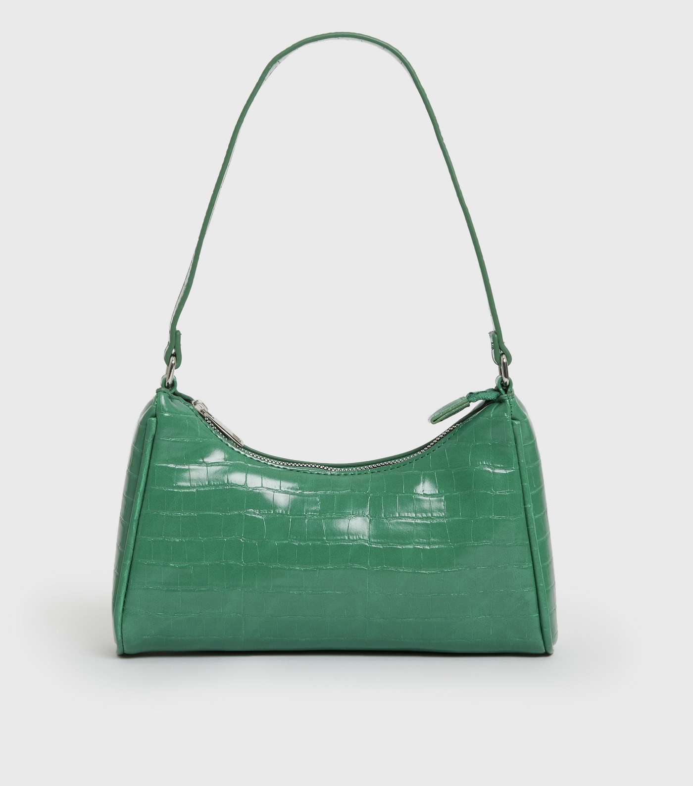 Green Faux Croc Shoulder Bag