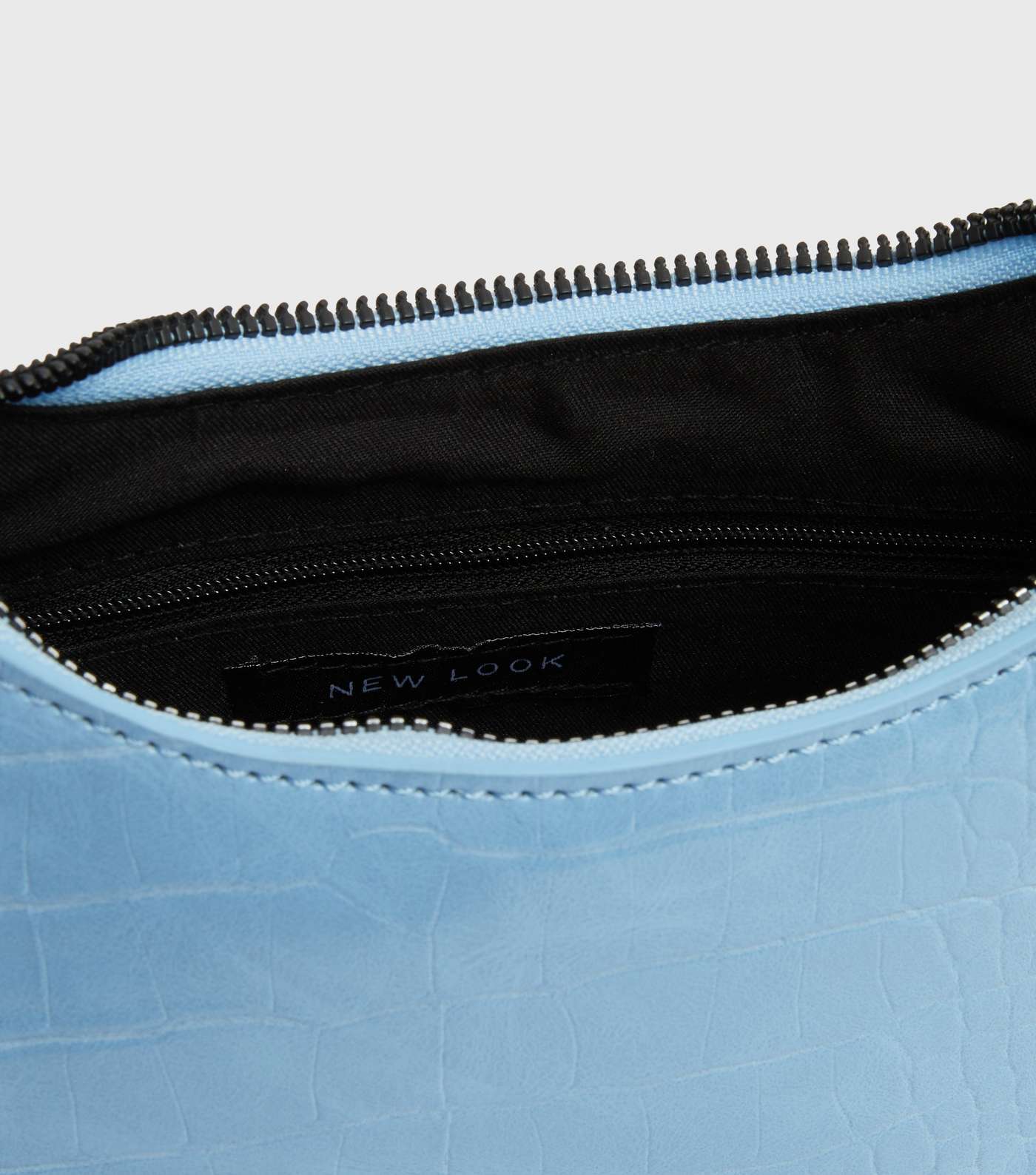 Pale Blue Faux Croc Shoulder Bag Image 4