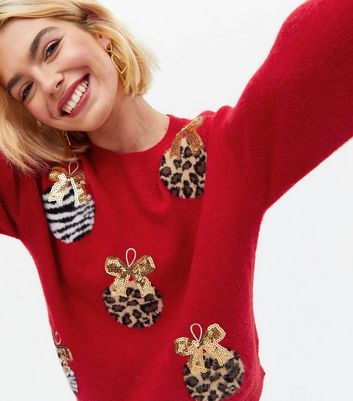 New look sequin discount bauble christmas jumper