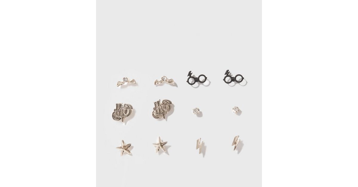 Girls 6 Pack Gold Harry Potter Stud Earrings | New Look