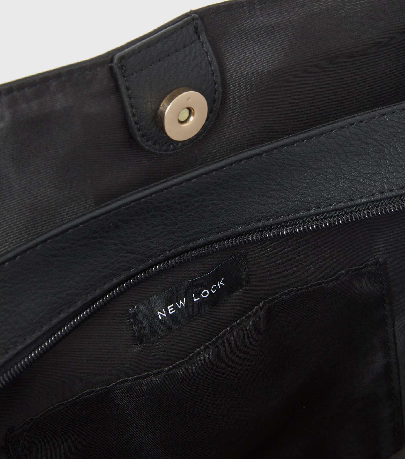 Black Leather-Look Zip Tote Bag Image 4