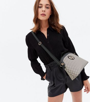 Black Logo Embellished Cross Body Bag New Look