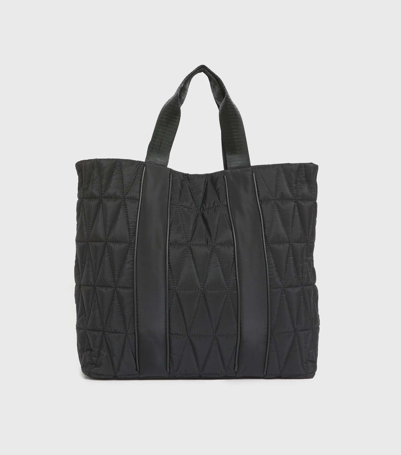 Black Quilted Double Handle Tote Bag