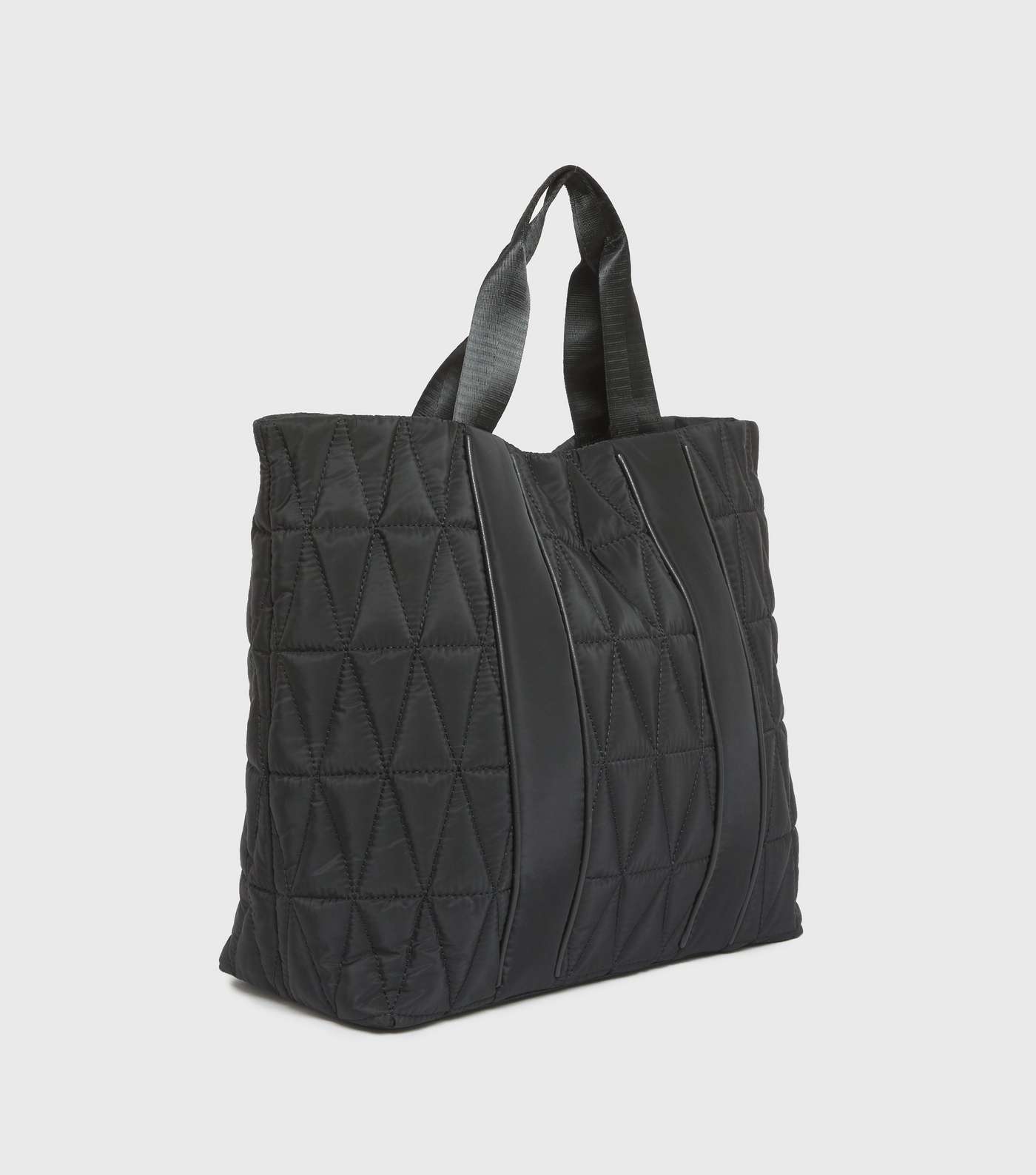 Black Quilted Double Handle Tote Bag Image 3