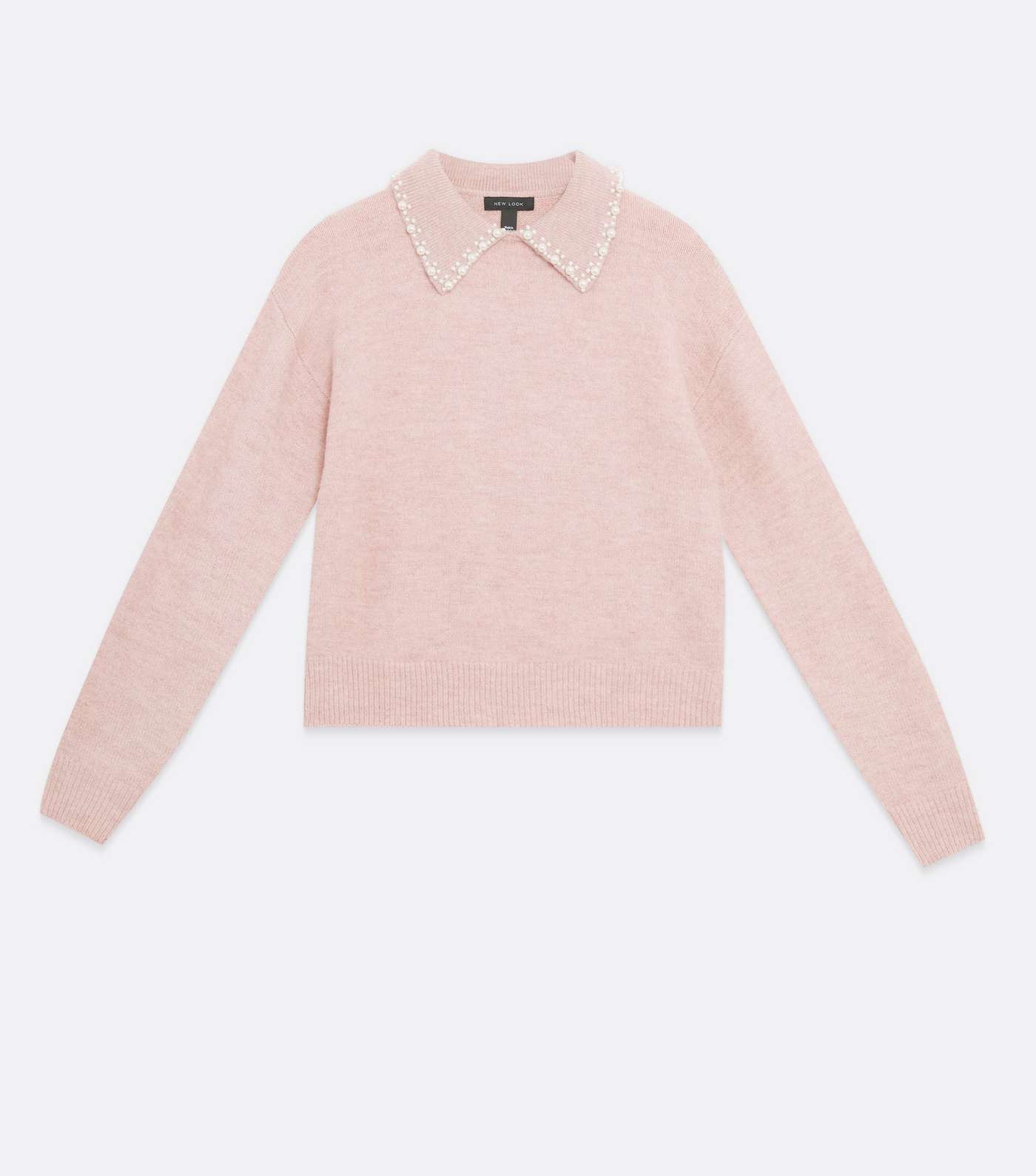 Mid Pink Faux Pearl Embellished Collar Jumper Image 5