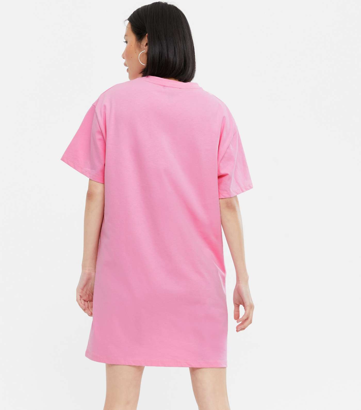 Pink Floral Good Energy Logo T-Shirt Dress Image 4