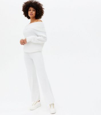 White fluffy bardot jumper sale