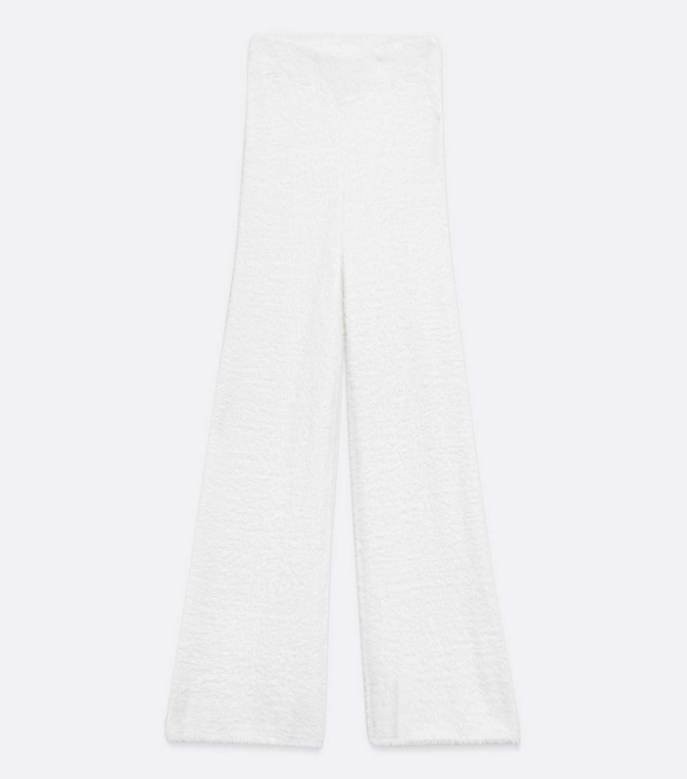 White Fluffy Knit Trousers Image 5