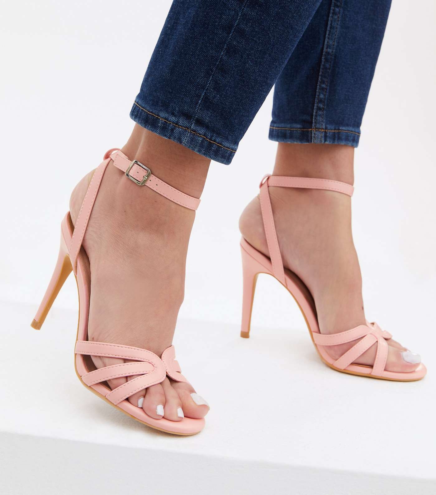 Pink Caged Stiletto Heel Sandals Image 2