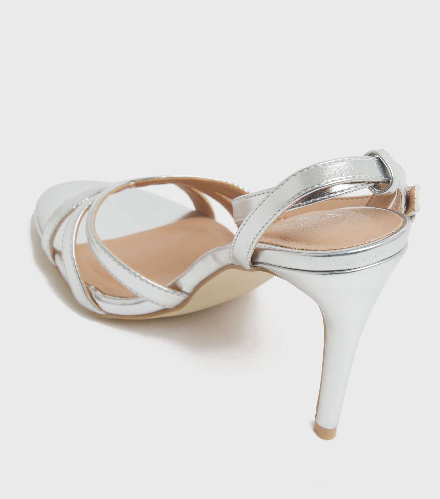 Silver Caged Stiletto Heel Sandals Image 4