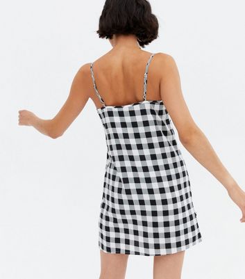 Checkered mini sales slip dress