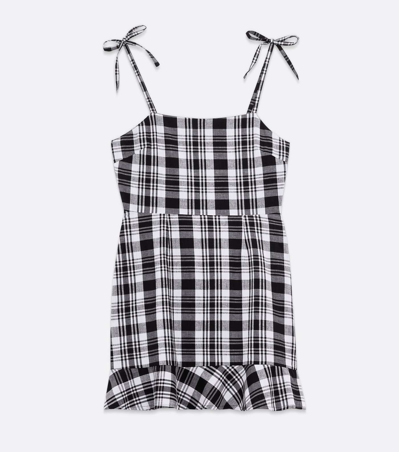 Black Check Frill Tie Strap Mini Dress Image 5