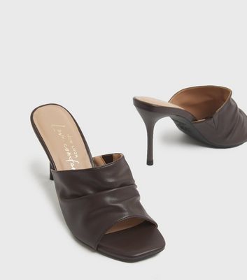 dark brown open toe heels