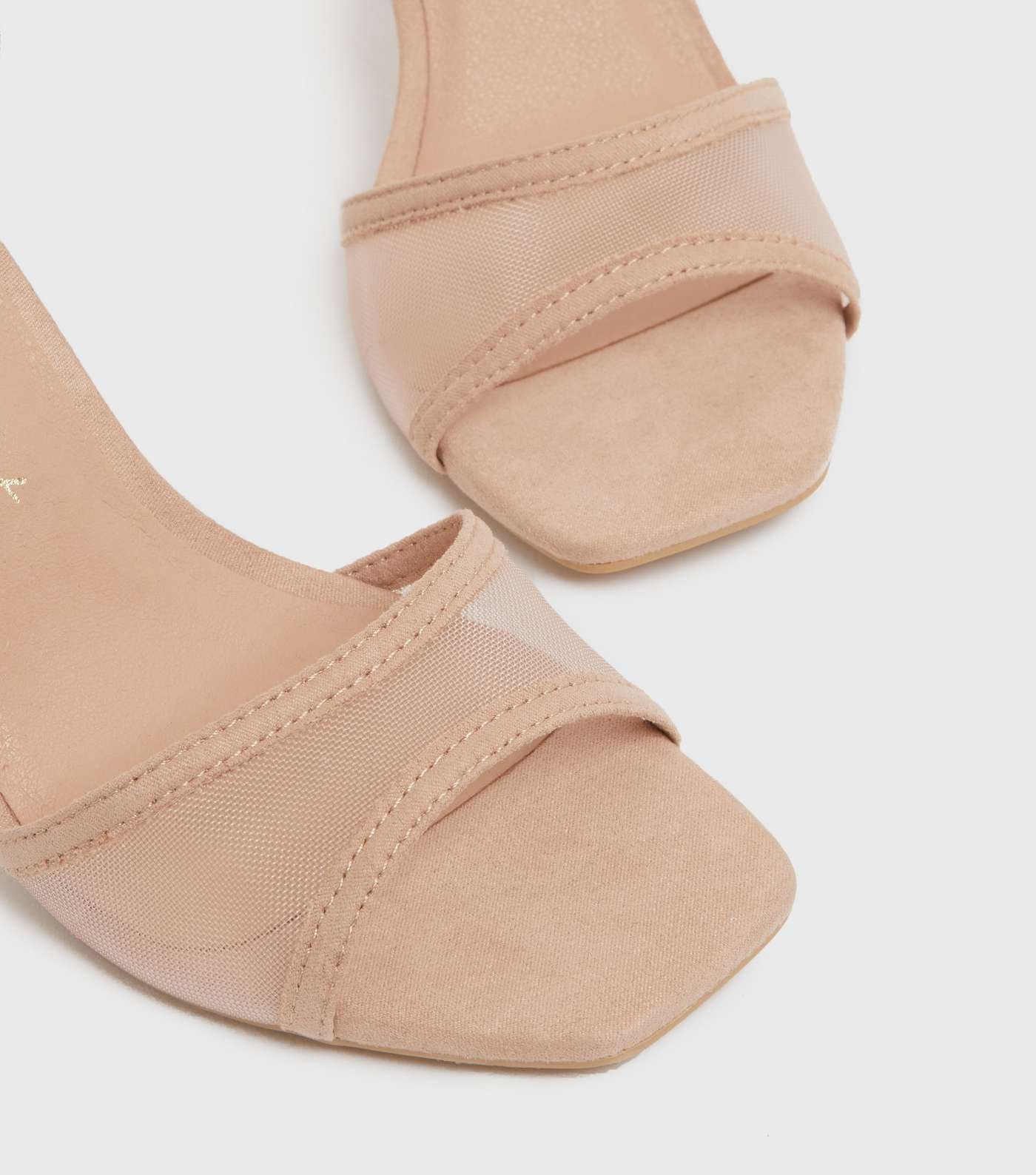 Cream Mesh Panel Stiletto Heel Sandals Image 3
