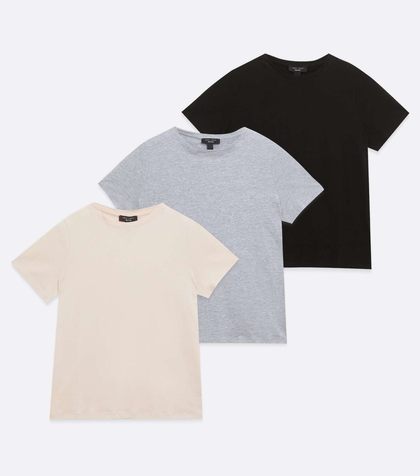 Petite 3 Pack Pale Pink Grey and Black T-Shirts Image 5
