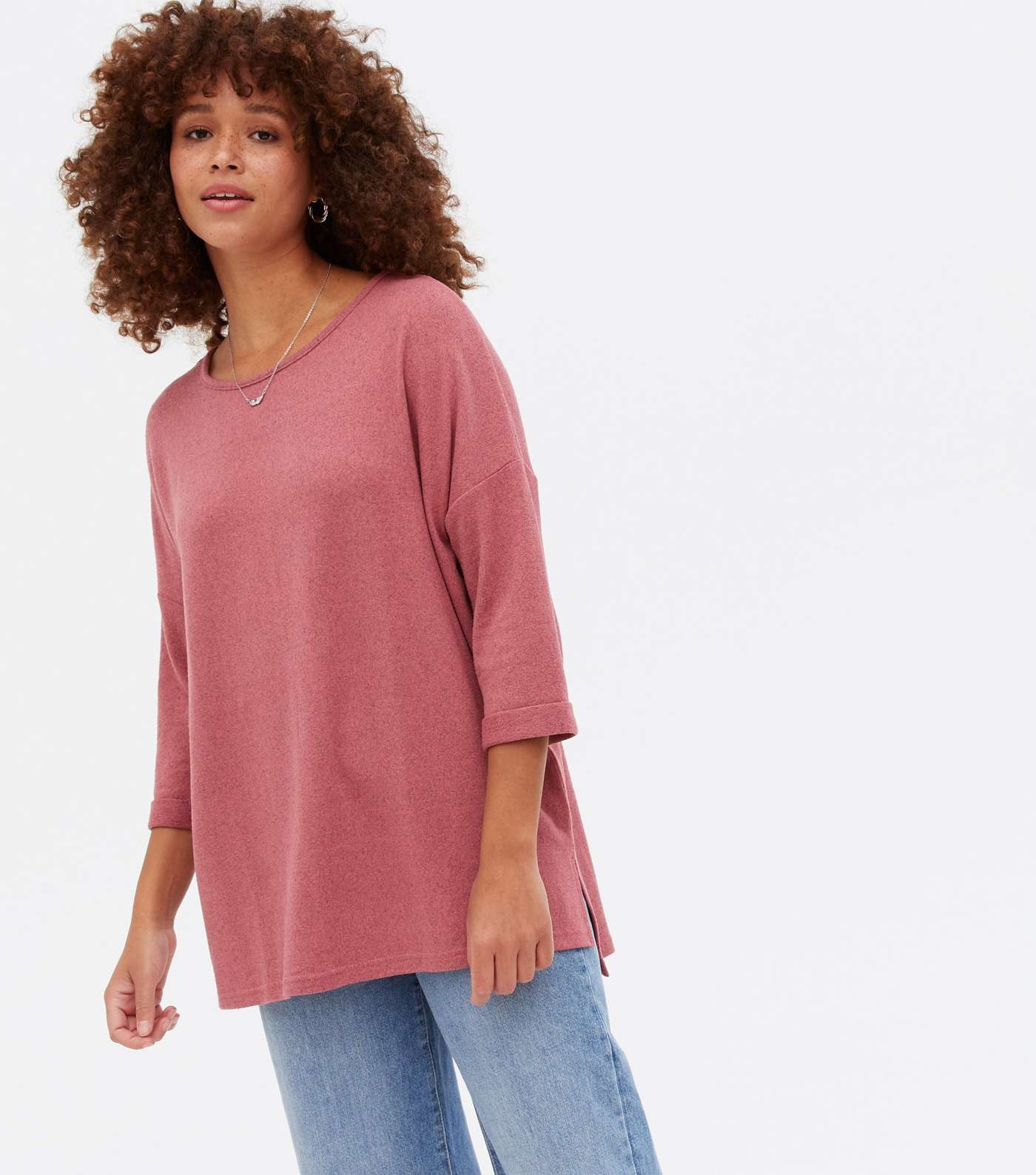Mid Pink Soft Fine Knit Oversized Top