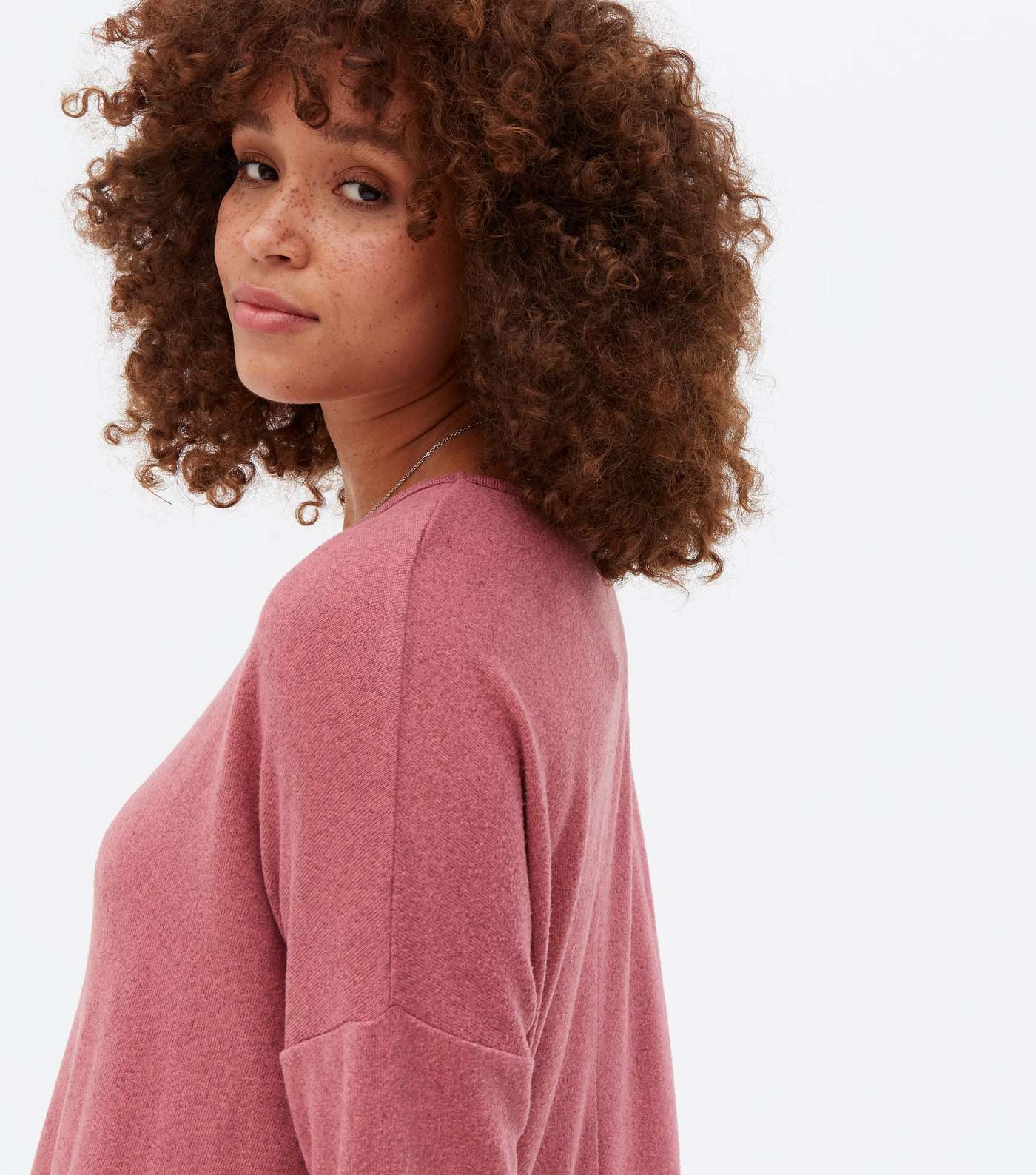 Mid Pink Soft Fine Knit Oversized Top Image 3