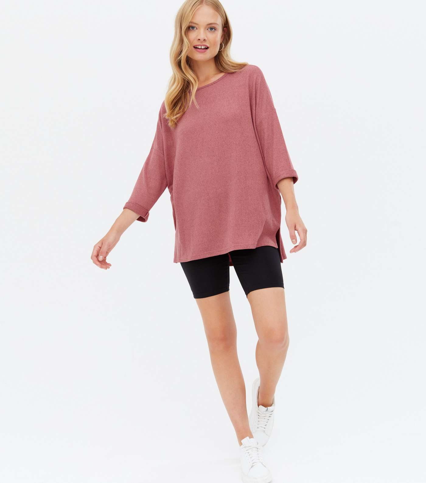 2 Pack Pink and Black Fine Knit 3/4 Sleeve Long Tops Image 2