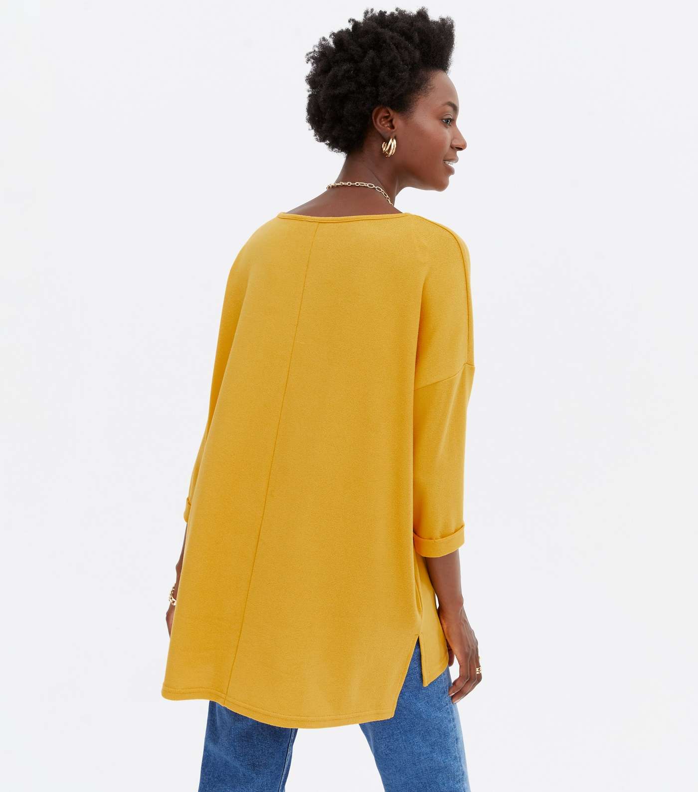 2 Pack Mustard and Grey Fine Knit 3/4 Sleeve Long Tops Image 4