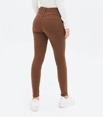 womens dark brown jeggings
