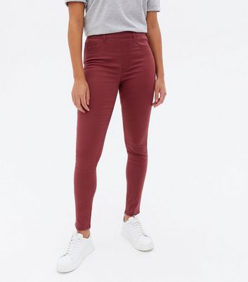 Burgundy hot sale jeggings uk