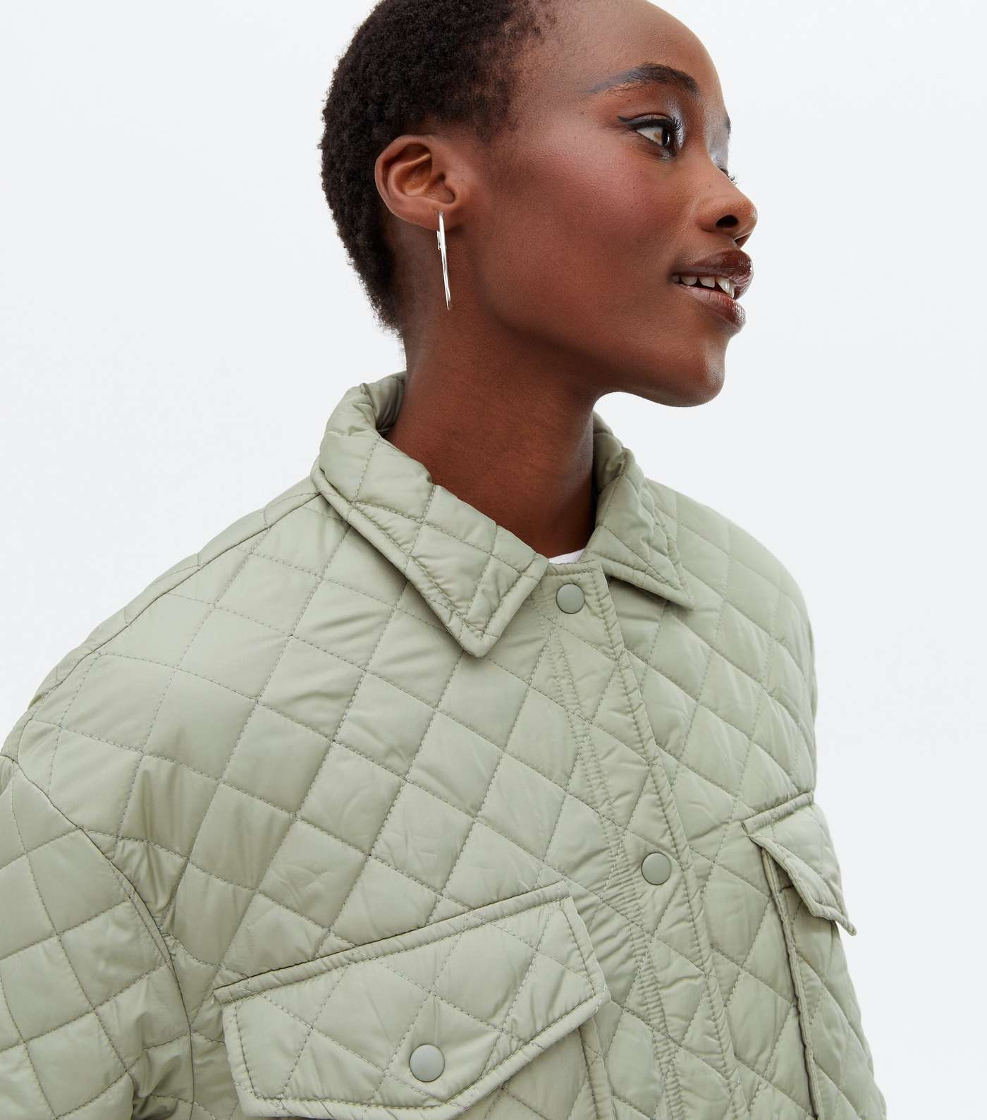 Tall Light Green Quilted Pocket Front Shacket