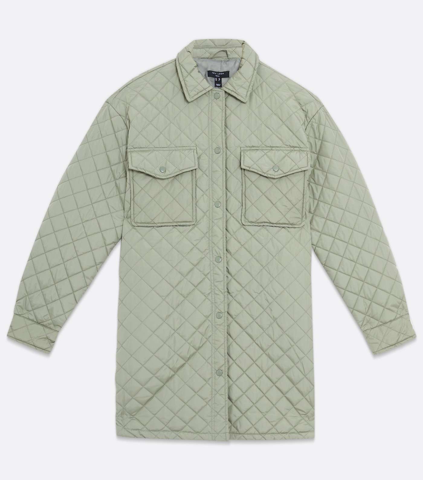 Tall Light Green Quilted Pocket Front Shacket Image 5