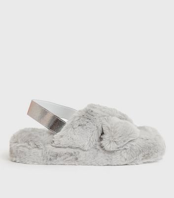 Faux fur best sale slingback slides